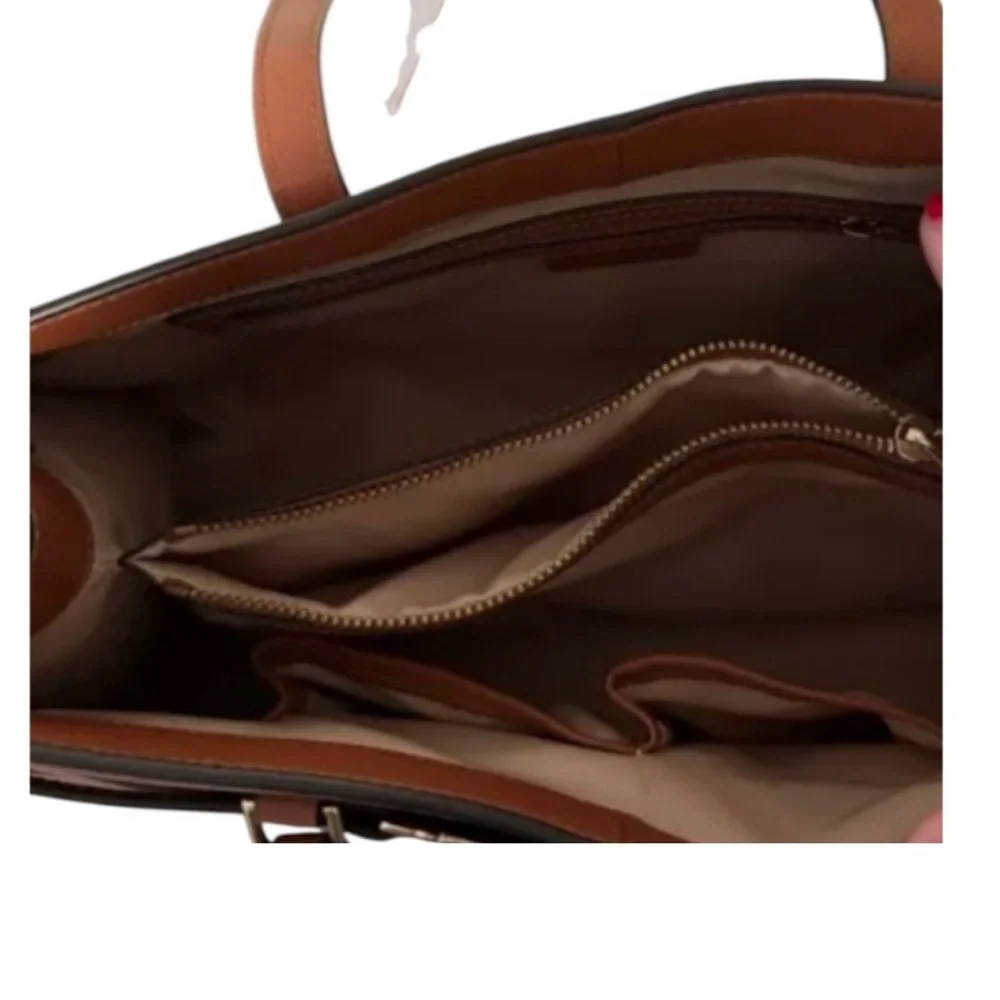 Structured Brown Leather Tote Bag - Women - Picture 7 of 7